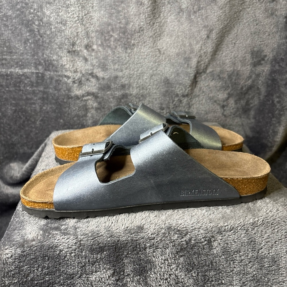 Birkenstock Arizona Leather insole Birko Flor upper unisex Silver Color 8/9 - Picture 3 of 9